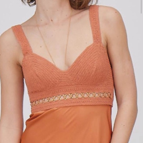 A.L.C Talia Crochet Bodice Satin Midi Dress - Picture 13 of 17